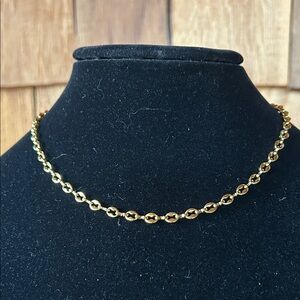 18k Polished Gold Pig nose Coffee Bean Link Necklace